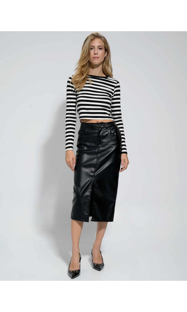 High-waisted eco leather skirt - 1