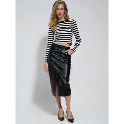 High-waisted eco leather skirt - 3