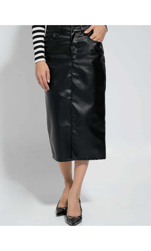 High-waisted eco leather skirt - 4