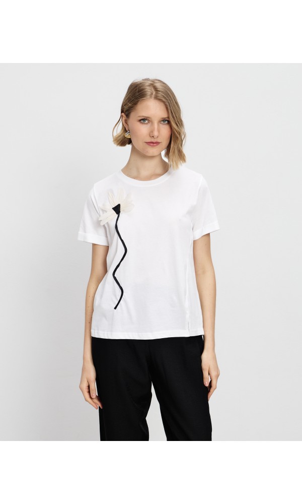 Μπλούζα T-shirt με λουλούδι - 1