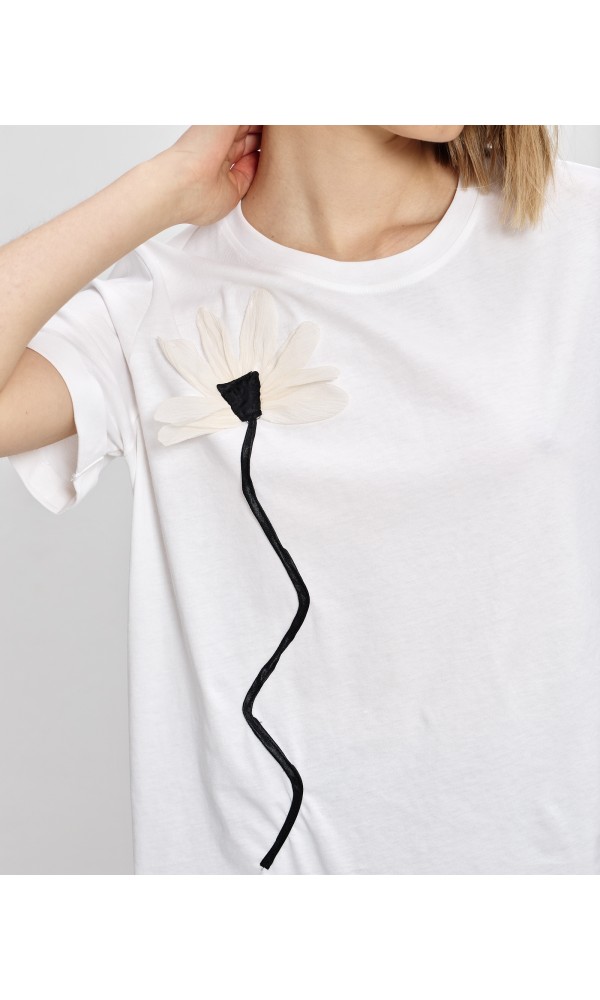 Μπλούζα T-shirt με λουλούδι - 3