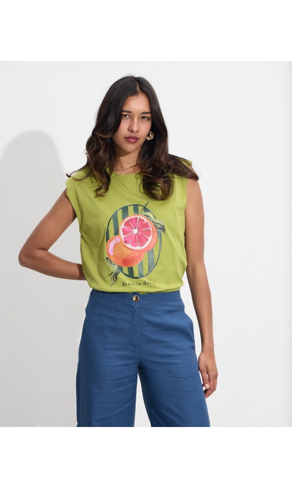 Μπλούζα T-shirt cotton με βάτες και στάμπα - 1