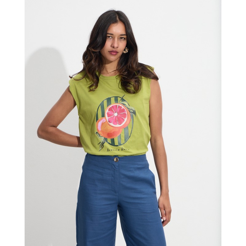 Μπλούζα T-shirt cotton με βάτες και στάμπα - 1