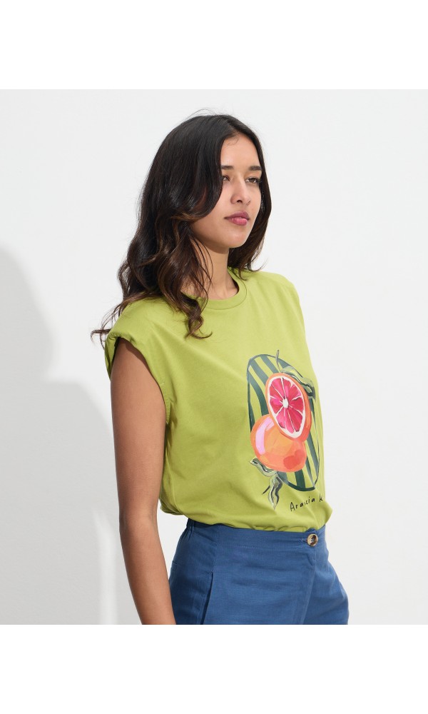 Μπλούζα T-shirt cotton με βάτες και στάμπα - 3