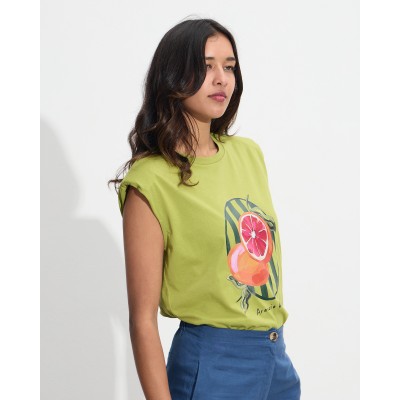 Μπλούζα T-shirt cotton με βάτες και στάμπα - 3