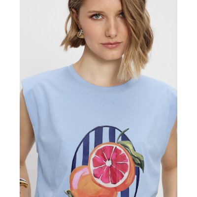 Μπλούζα T-shirt cotton με βάτες και στάμπα - 2