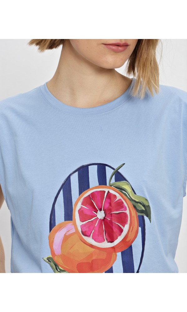 Μπλούζα T-shirt cotton με βάτες και στάμπα - 4