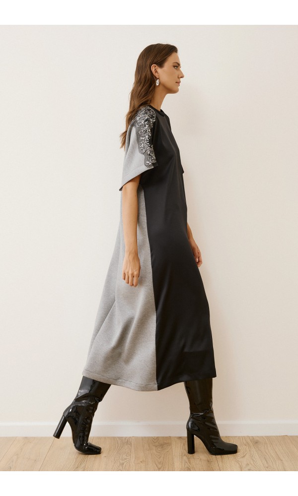 Φόρεμα άνετο δίχρωμο - 5