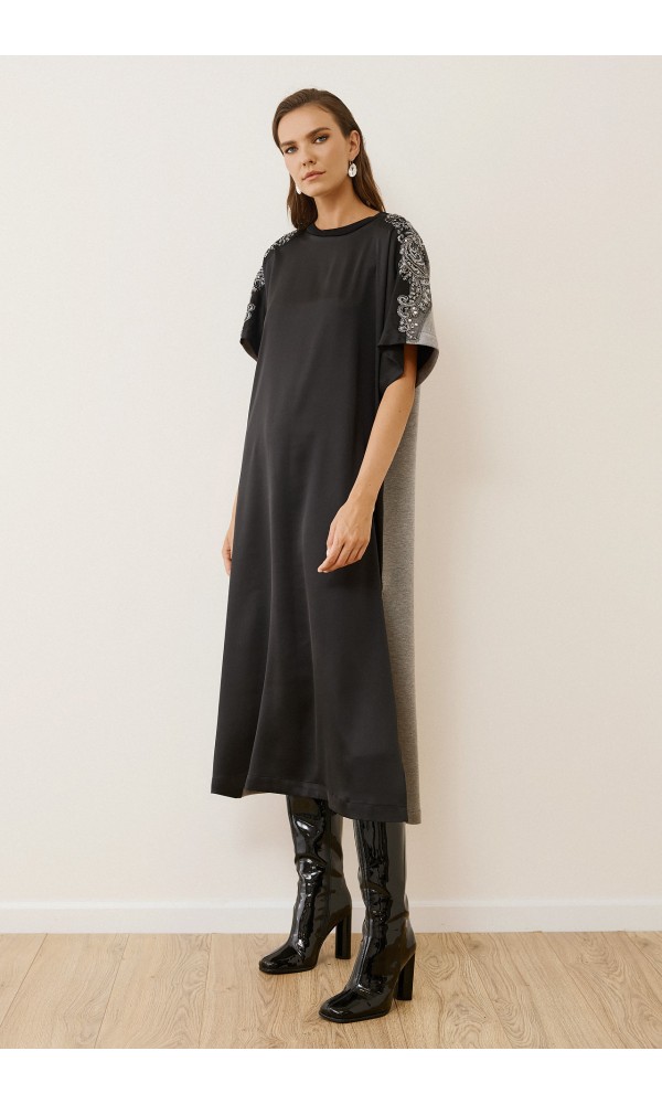 Φόρεμα άνετο δίχρωμο - 6