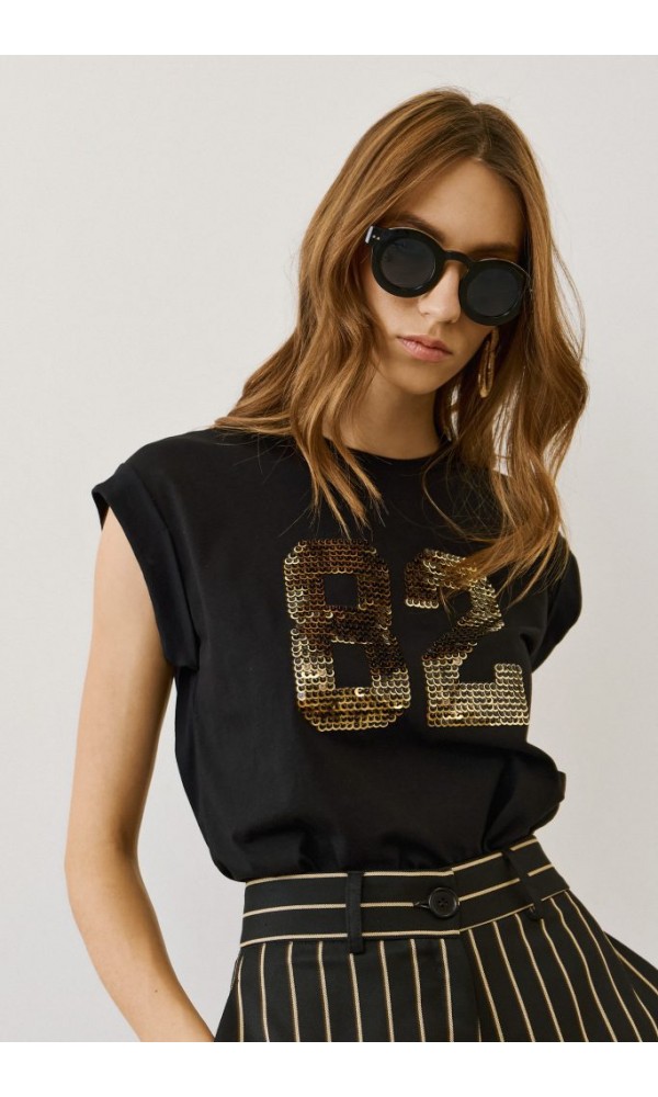EIGHTY2 t-Shirt χρυσές παγιέτες “82” - 2