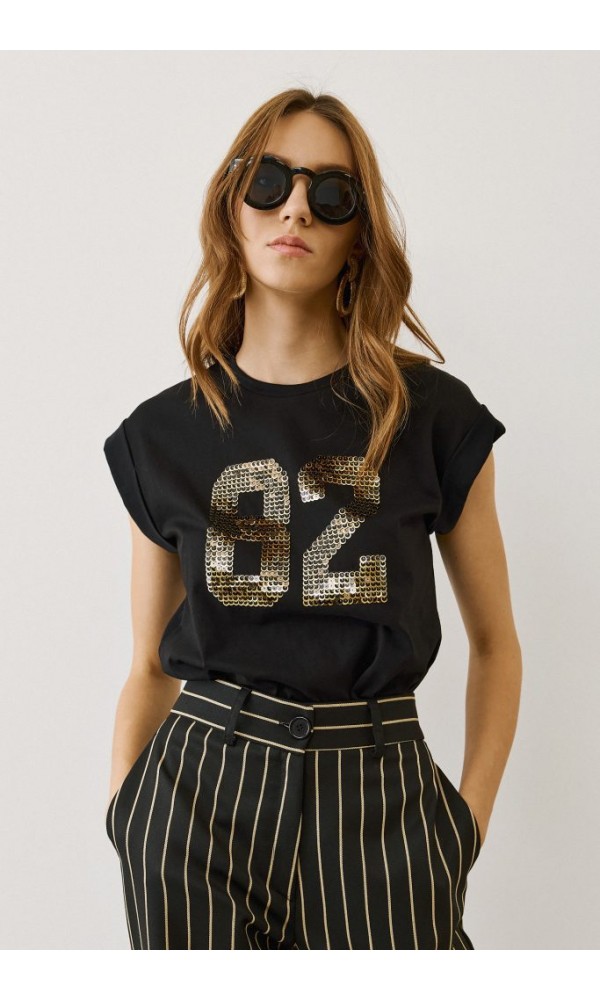 EIGHTY2 t-Shirt χρυσές παγιέτες “82” - 3