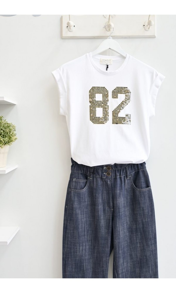 EIGHTY2 t-Shirt χρυσές παγιέτες “82” - 1