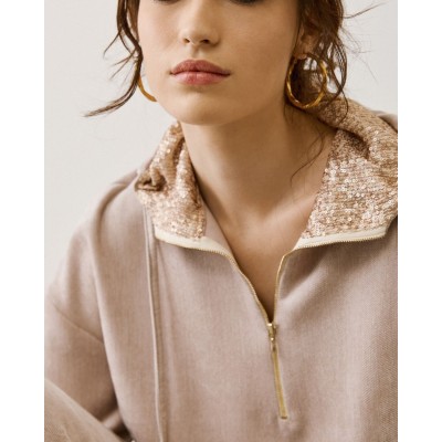 Φόρμα με Κουκούλα & Φαρδύ Παντελόνι – Μπεζ - 5