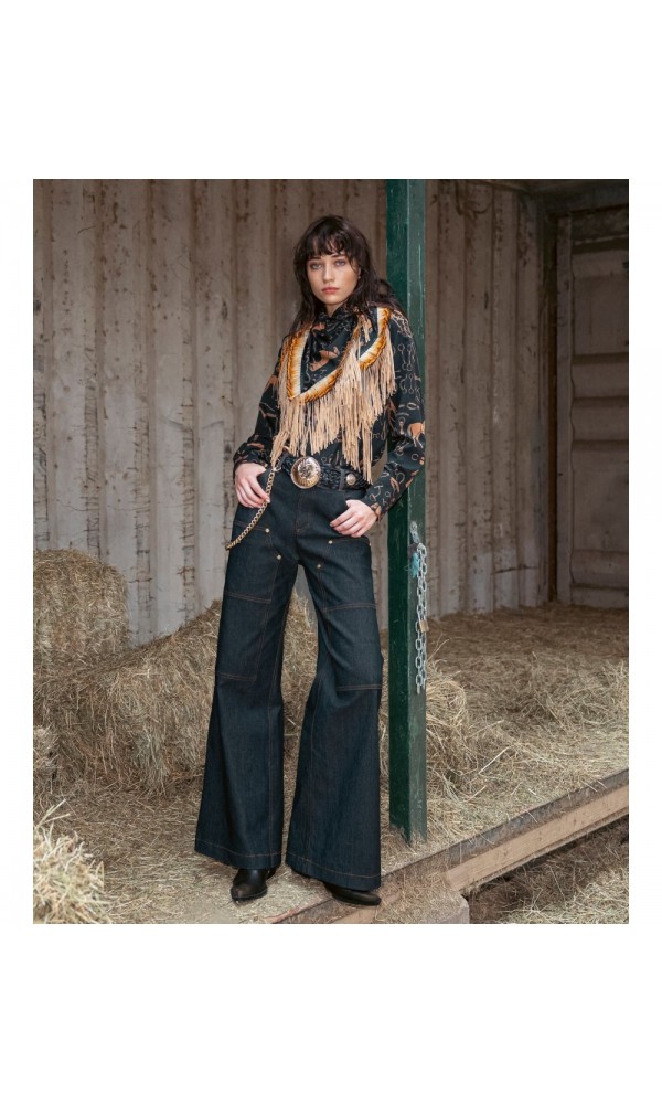 C MANOLO JEAN TROUSERS WITH GOLD CHAIN - 1