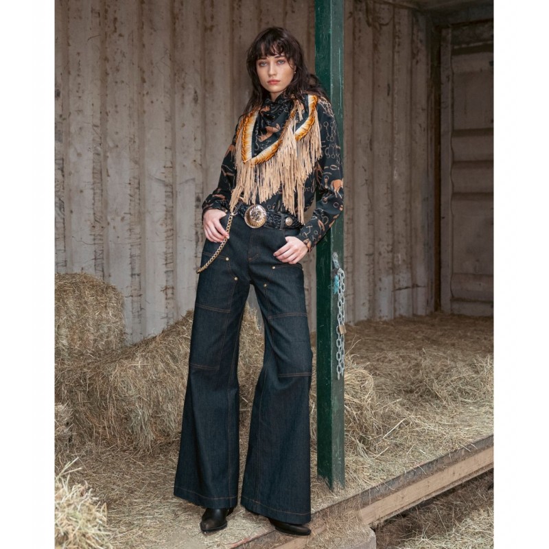 C MANOLO JEAN TROUSERS WITH GOLD CHAIN - 1