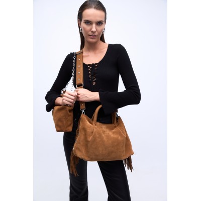 NAIRA ΔΕΡΜΑΤΙΝΗ TOTE SUEDE ΤΣΑΝΤΑ ΤΑΜΠΑ - 2