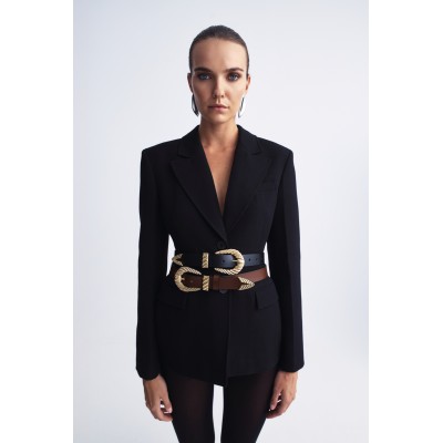 WOVEN FLOW ΔΕΡΜΑΤΙΝΗ ΓΥΝΑΙΚΕΙΑ ΖΩΝΗ ΜΑΥΡΗ - 3