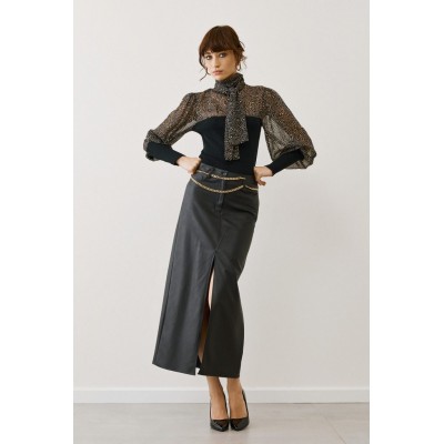 Figaro Μαύρη see-through μπλούζα με prints - 6