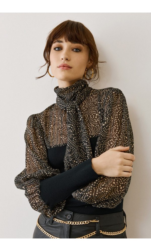 Figaro Μαύρη see-through μπλούζα με prints - 3