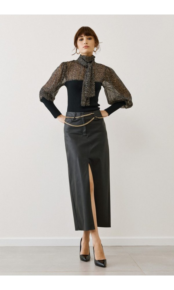 Figaro Μαύρη see-through μπλούζα με prints - 4