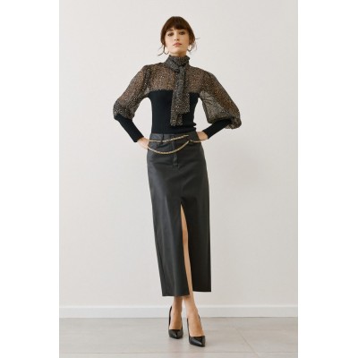 Figaro Μαύρη see-through μπλούζα με prints - 4