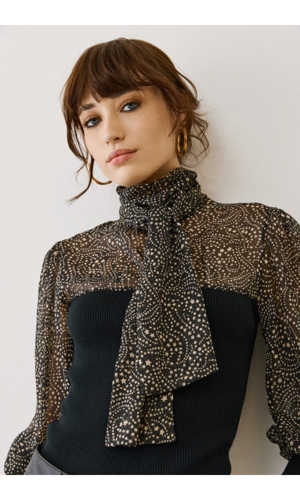 Figaro Μαύρη see-through μπλούζα με prints - 2