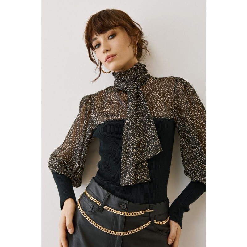 Figaro Μαύρη see-through μπλούζα με prints - 1