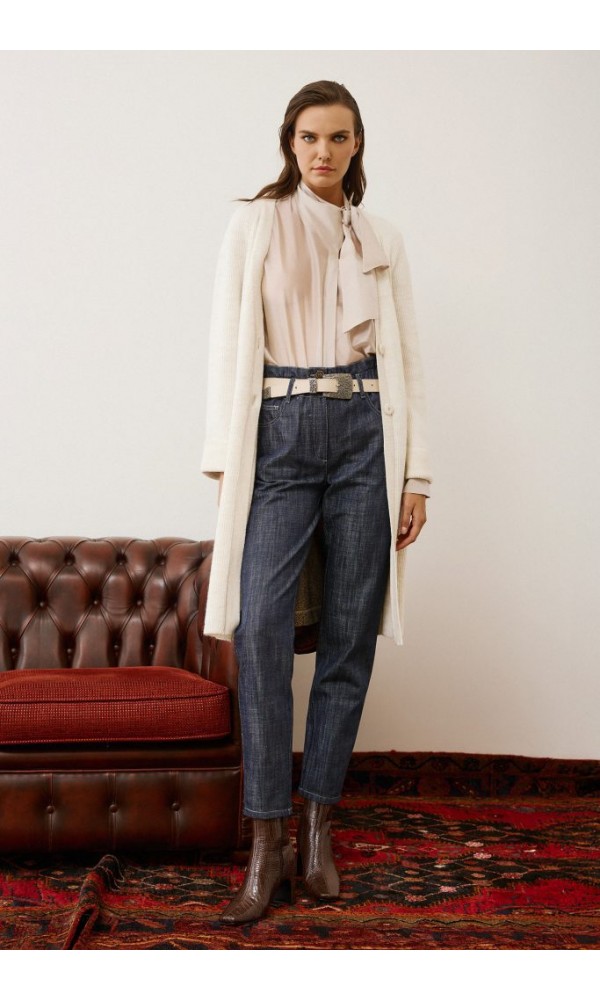 Figaro εκρού πλεκτή ζακέτα με σχέδιο “LOVE” στην πλάτη - 1