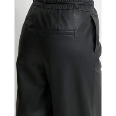 Wide Leg Παντελόνι Eco Leather με Λάστιχο στη Μέση 7767 Μαύρο - 2