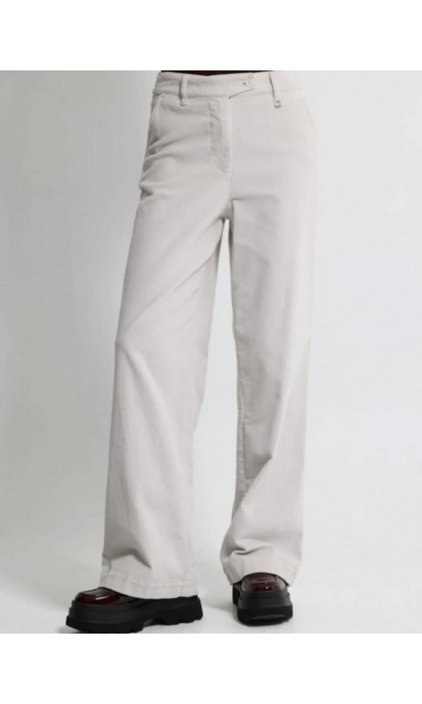 Κοτλέ Γυναικείο Παντελόνι Wide Leg MINDY 7712 Εκρού - 1