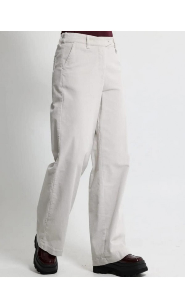 Κοτλέ Γυναικείο Παντελόνι Wide Leg MINDY 7712 Εκρού - 2