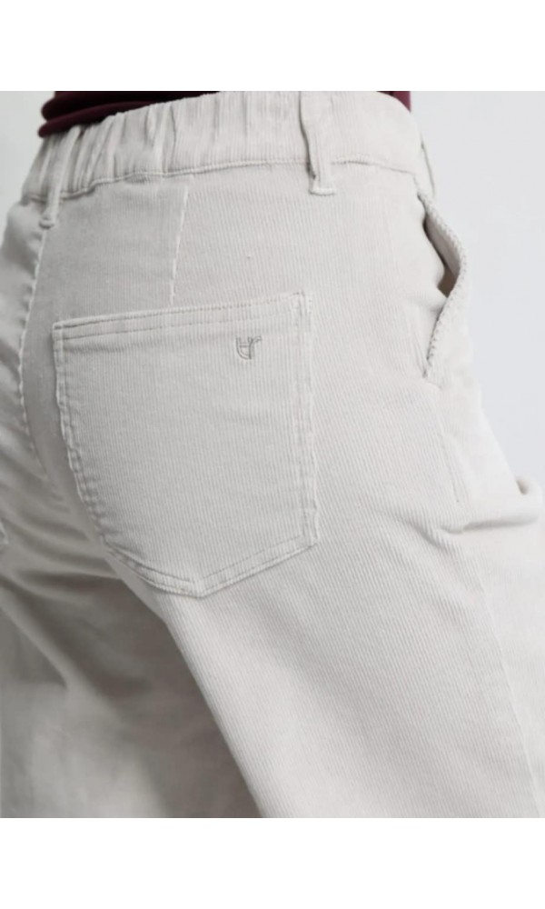 Κοτλέ Γυναικείο Παντελόνι Wide Leg MINDY 7712 Εκρού - 3