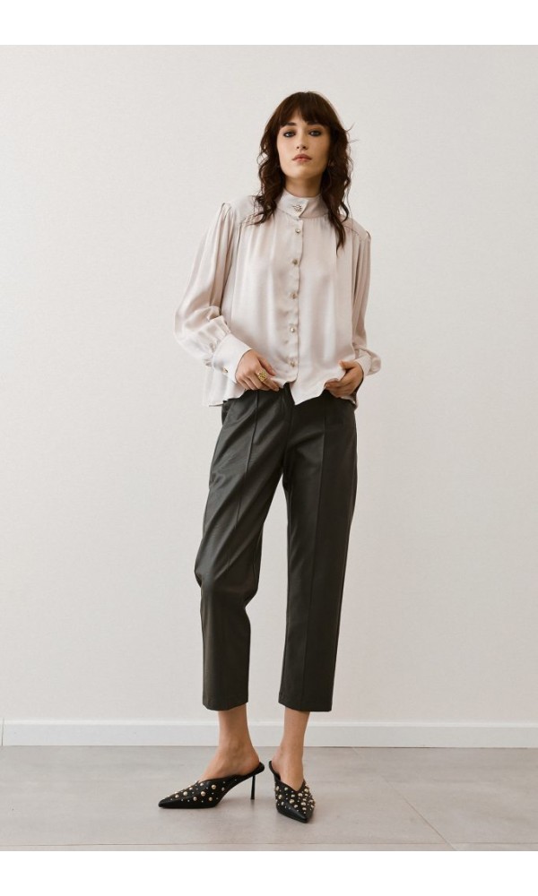 Figaro μαύρο δερματίνη παντελόνι - 3