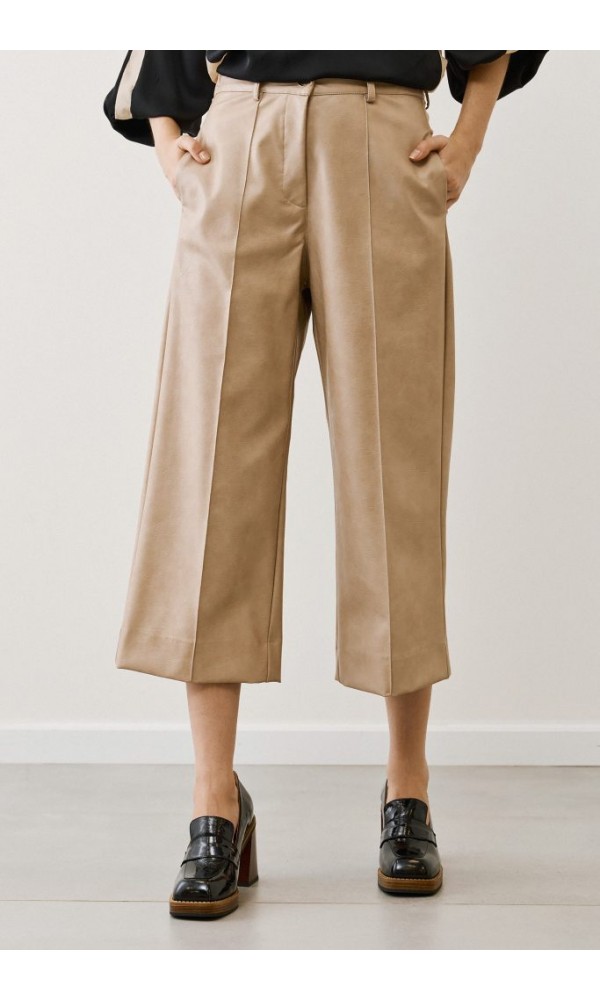 Figaro Δερματίνη Crop Παντελόνι ∞ Μπεζ - 1