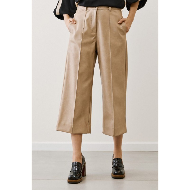 Figaro Δερματίνη Crop Παντελόνι ∞ Μπεζ - 1