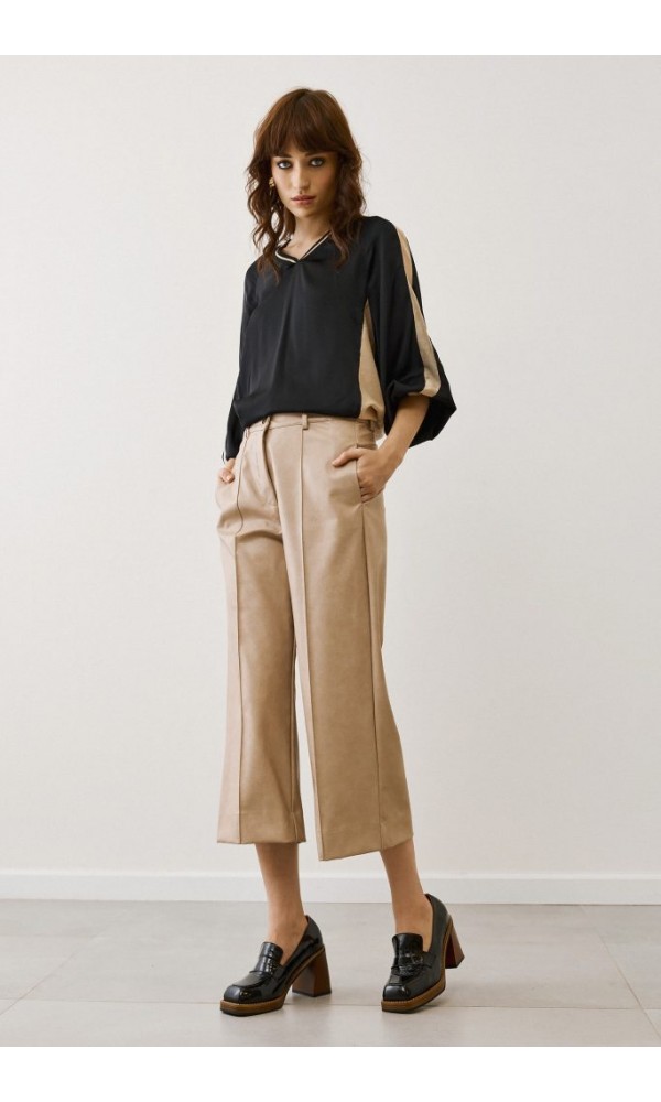 Figaro Δερματίνη Crop Παντελόνι ∞ Μπεζ - 2