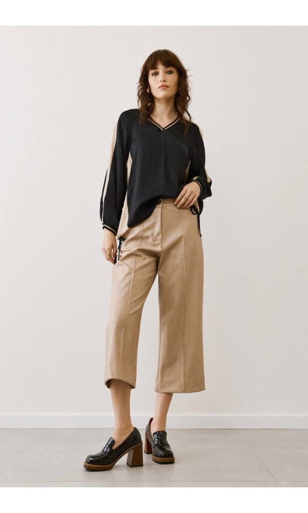 Figaro Δερματίνη Crop Παντελόνι ∞ Μπεζ - 3