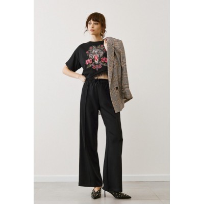 EIGHTY2 Wide leg υφασμάτινο παντελόνι ∞ Μαύρο - 1