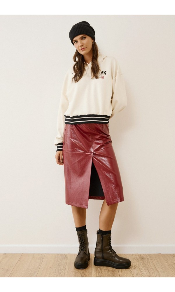 EIGHTY2 Κρεμ φούτερ με κουκούλα και κέντημα - 1