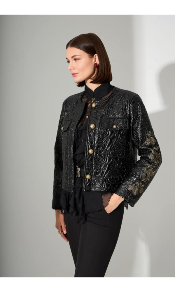 Μαύρο jacket με ανάγλυφο σχέδιο - 1