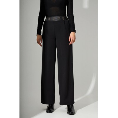 Μαύρο παντελόνι με δερμάτινη ζώνη και χρυσά μοτίβα - 1