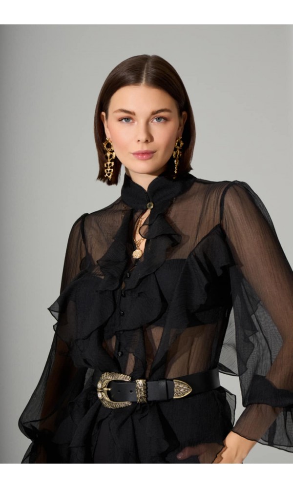 Διάφανο πουκάμισο με βολάν - 1