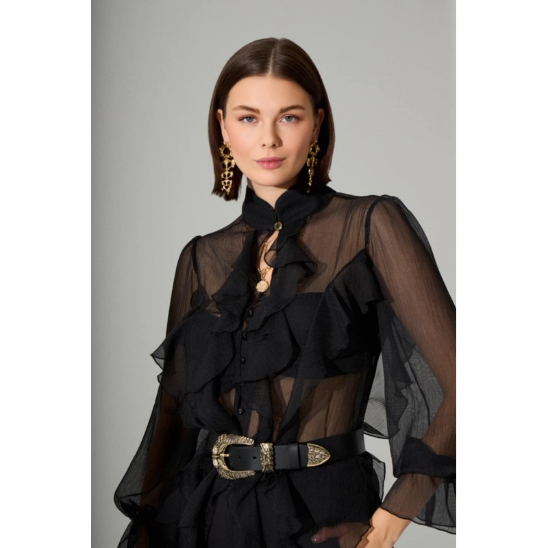 Διάφανο πουκάμισο με βολάν - 1